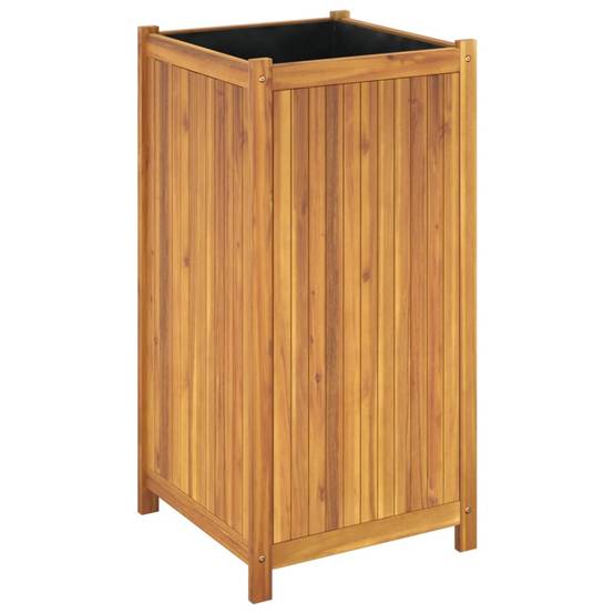 Jardinière - Bac à fleurs - Pot de fleurs avec doublure 50x50x100 cm bois massif d'acacia - Image 7