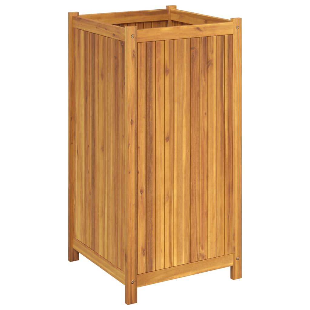 Jardinière - Bac à fleurs - Pot de fleurs avec doublure 50x50x100 cm bois massif d'acacia - Image 5
