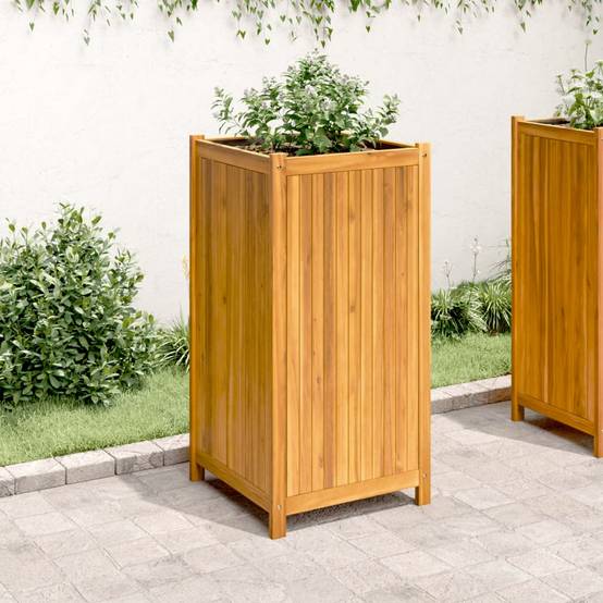 Jardinière - Bac à fleurs - Pot de fleurs avec doublure 50x50x100 cm bois massif d'acacia - Image 3