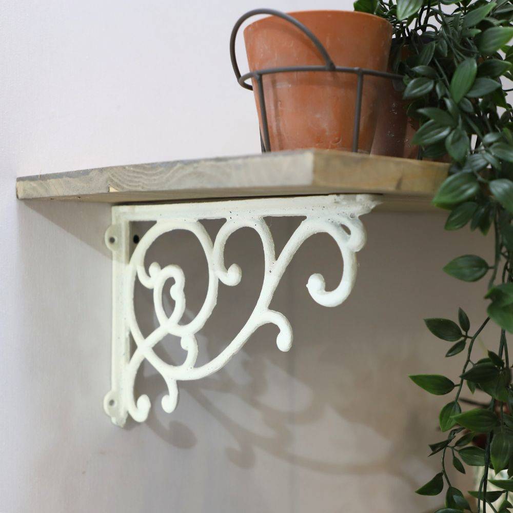 Équerre fixation étagère vintage ancienne fonte blanche 31 x 20.5 cm Chemin de campagne - Imagen 2