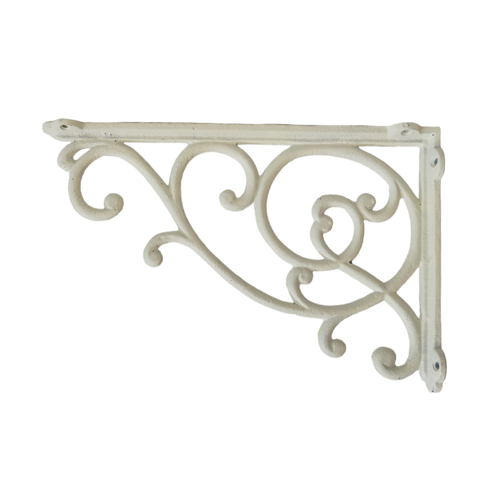 Équerre fixation étagère vintage ancienne fonte blanche 31 x 20.5 cm Chemin de campagne - Imagen 1