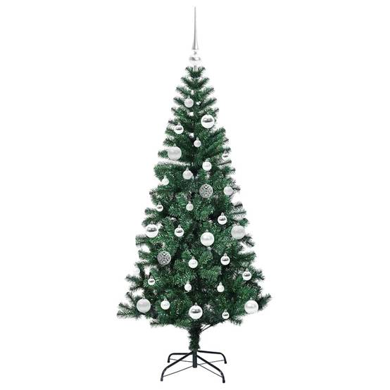 Sapin de Noël | Arbre de Noël artificiel pré-éclairé Vert 150 cm PVC et métal Maison Chic - Image 4