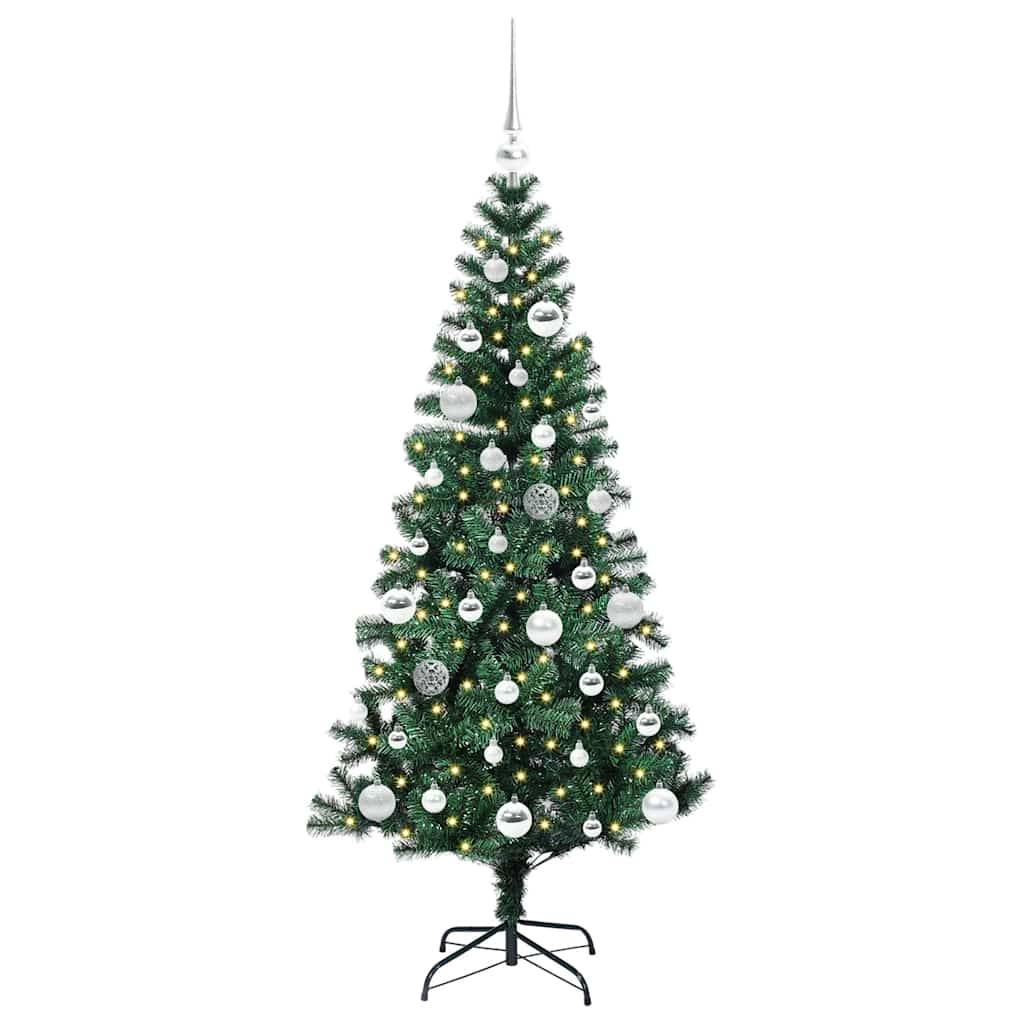 Sapin de Noël | Arbre de Noël artificiel pré-éclairé Vert 150 cm PVC et métal Maison Chic - Image 3