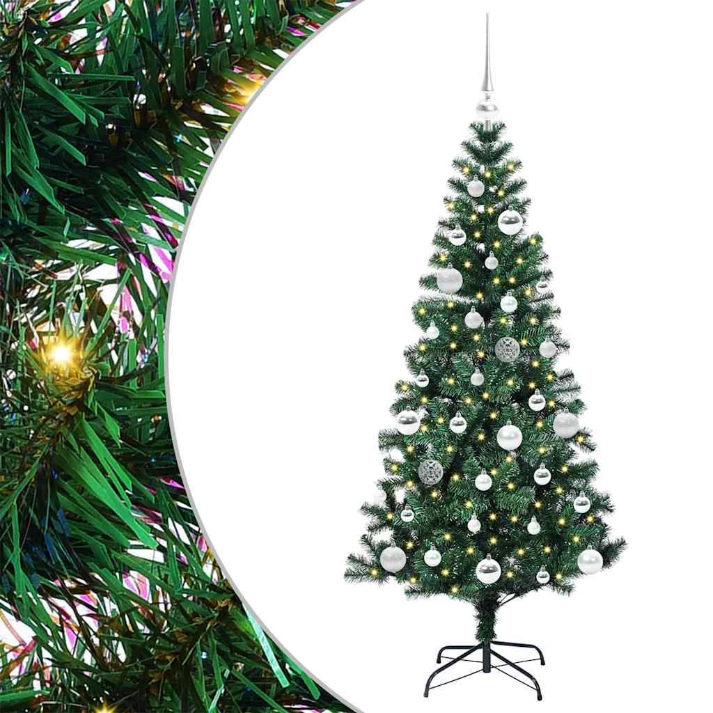 Sapin de Noël | Arbre de Noël artificiel pré-éclairé Vert 150 cm PVC et métal Maison Chic - Image 1