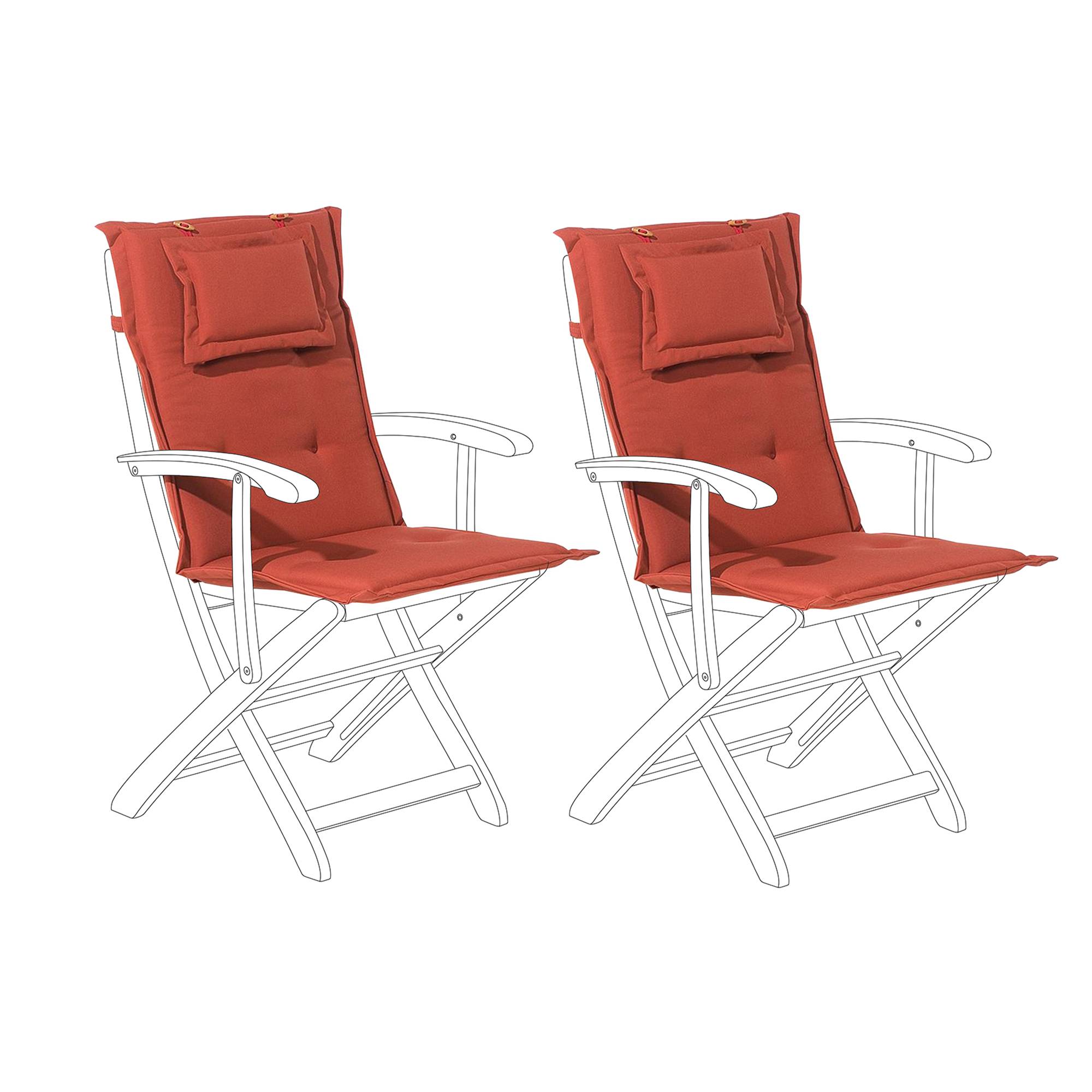 Beliani - Lot de 2 Coussins d'Assise en Tissu Polyester Rouge avec Rembourrage en Mousse pour Chaises de Jardin Modernes Beliani - Imagen 1