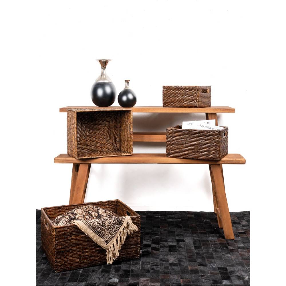 Aubry Gaspard - Panier de rangement en rotin antique Longueur 28cm - Imagen 2