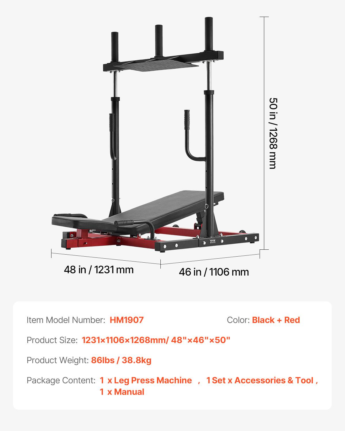 Vevor - VEVOR Presse à cuisse verticale, appareil musculation jambes en acier au carbone, capacité 249,5 kg, pour quadriceps, fessiers et ischio-jambiers. - Image 6