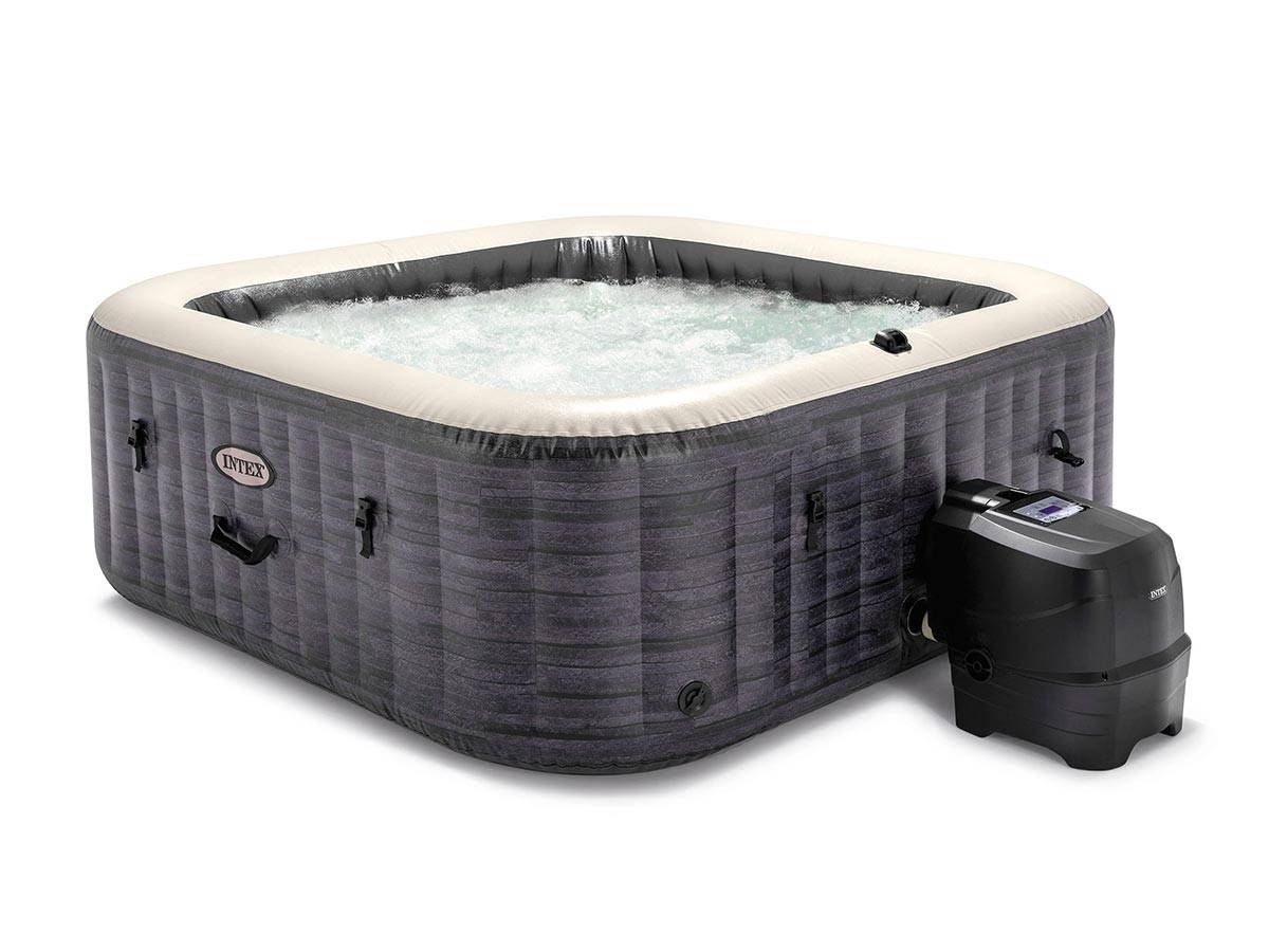 Kit spa gonflable Intex PureSpa Ardoise carré Bulles 6 places + Kit d'entretien + Porte-verre - Imagen 7