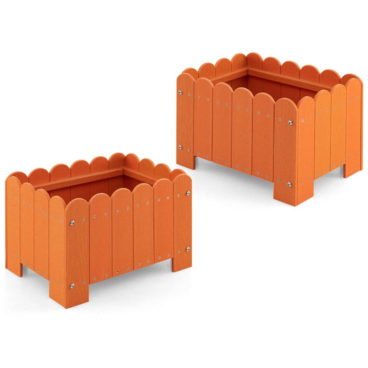 Helloshop26 - Lot de 2 jardinière rectangulaires en HDPE résistant aux intempéries lit de jardin surélevé avec trous de drainage 45 x 32 x 30 cm orange - Imagen 1
