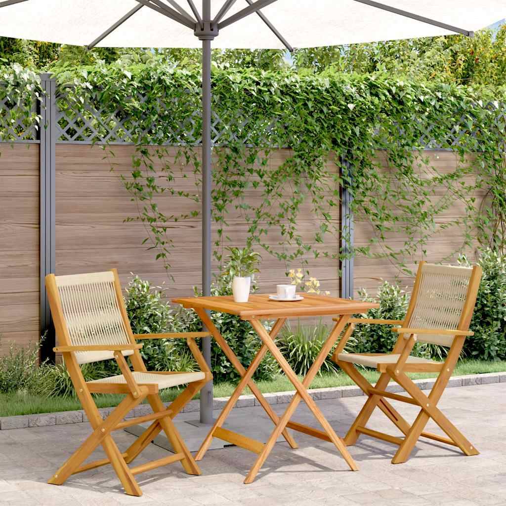 Vidaxl - Ensemble de bistro 3 pcs-Salons de jardin beige polypropylène et bois massif 937495 - Image 1