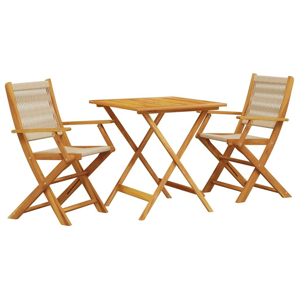 Vidaxl - Ensemble de bistro 3 pcs-Salons de jardin beige polypropylène et bois massif 937495 - Image 2