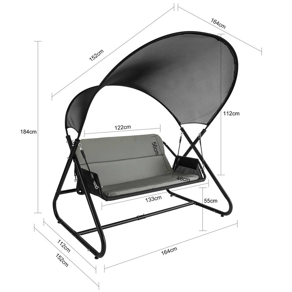 Balancelle Balancelle de Jardin 2 Places Gris Foncé L.164 x l.152 x H.184 cm SoBuy - Imagen 3