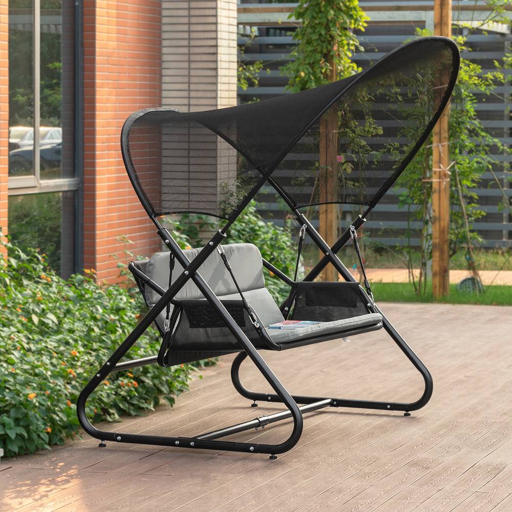 Balancelle Balancelle de Jardin 2 Places Gris Foncé L.164 x l.152 x H.184 cm SoBuy - Imagen 10