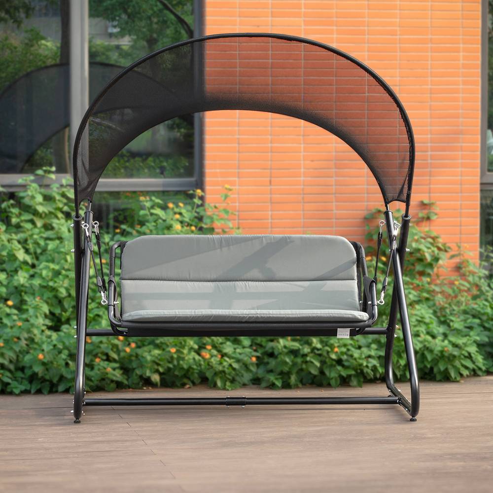 Balancelle Balancelle de Jardin 2 Places Gris Foncé L.164 x l.152 x H.184 cm SoBuy - Imagen 9