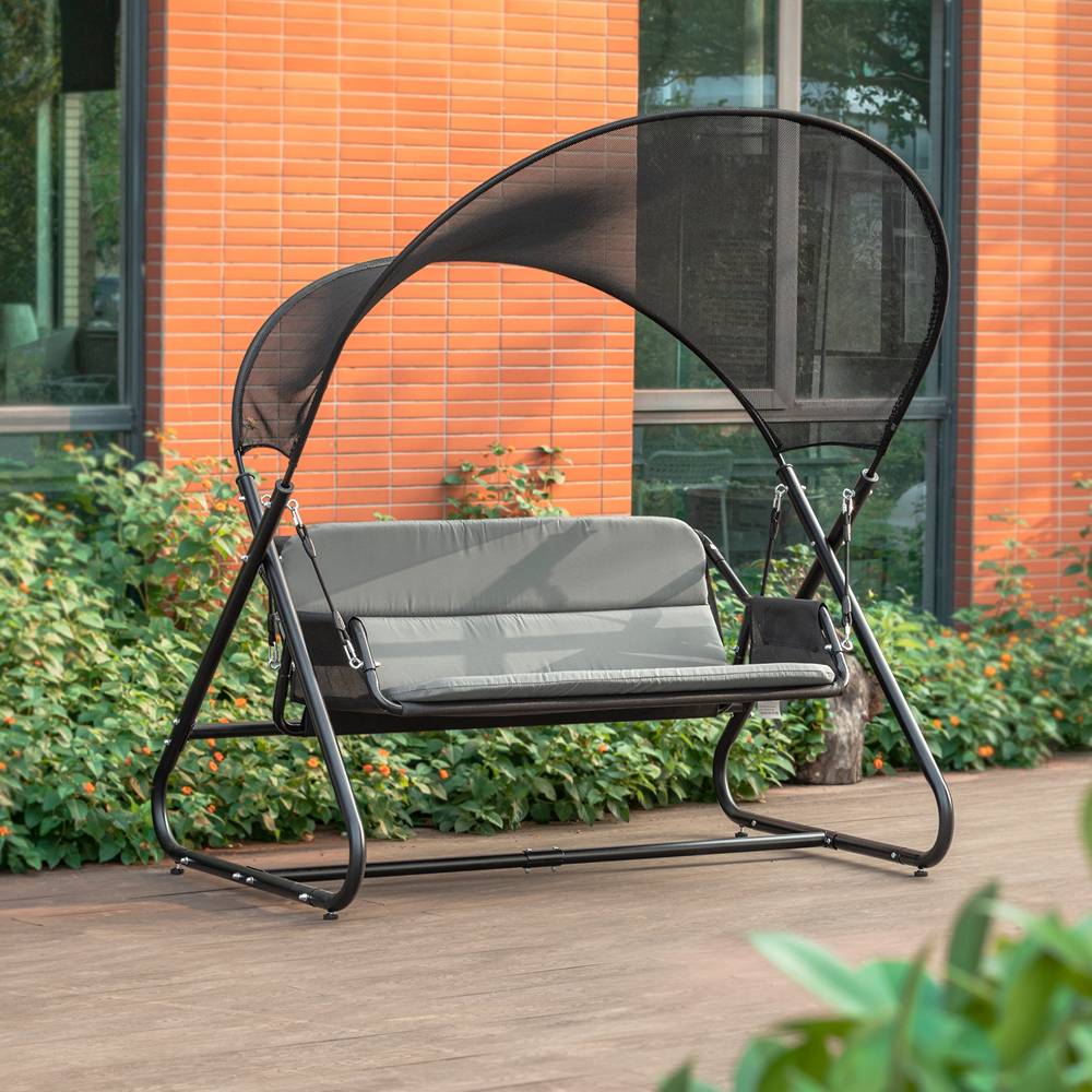 Balancelle Balancelle de Jardin 2 Places Gris Foncé L.164 x l.152 x H.184 cm SoBuy - Imagen 2