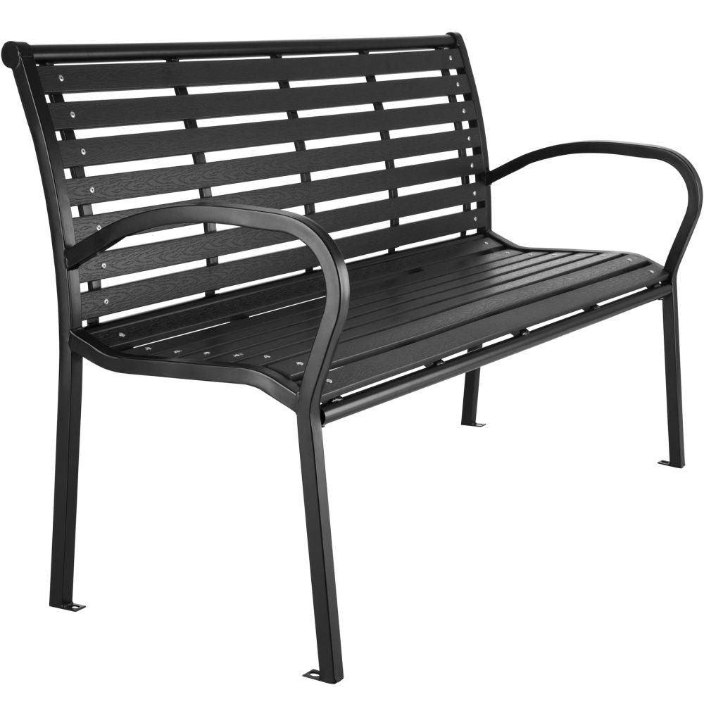 Helloshop26 - Banc de jardin meuble acier laqué 126 cm noir - Imagen 1