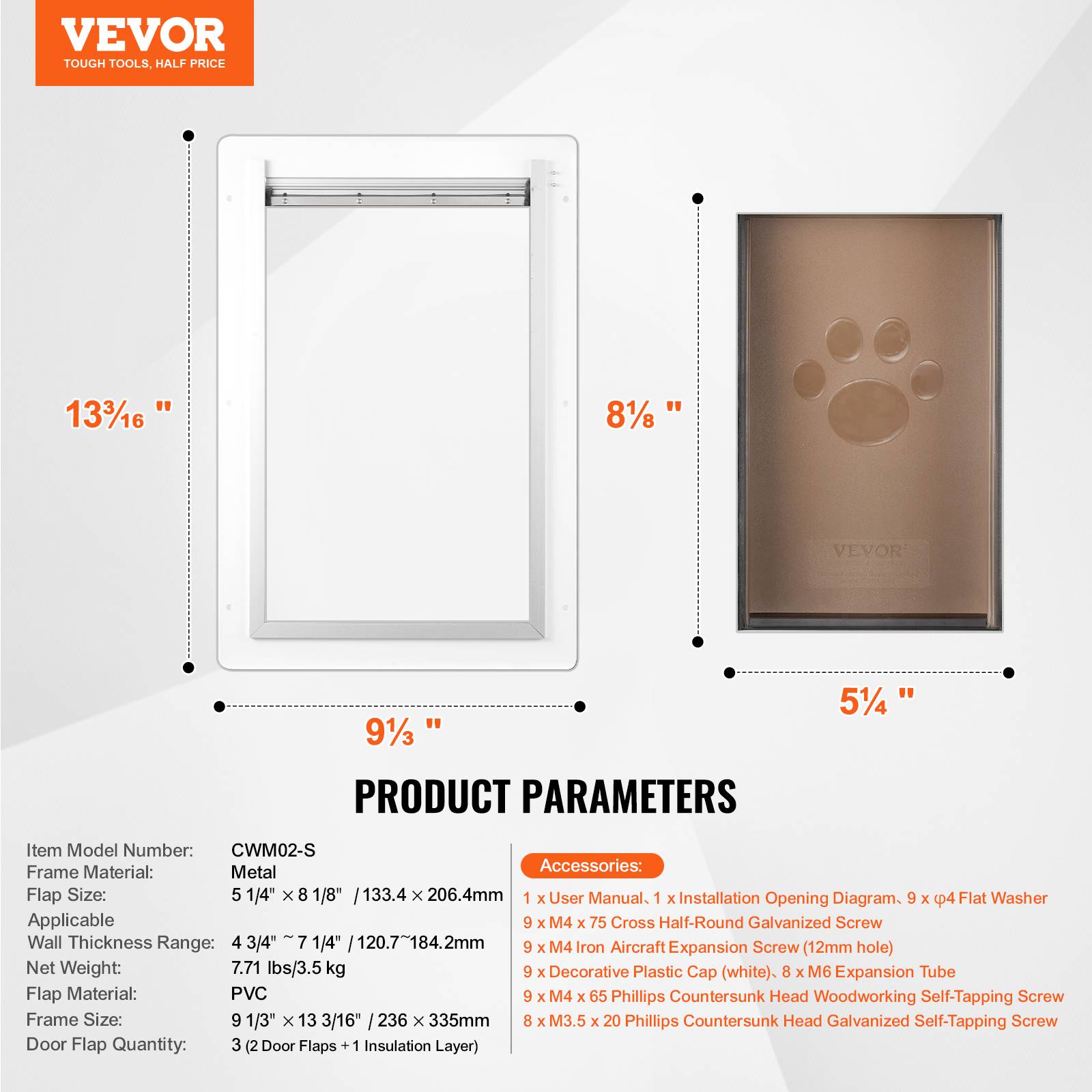 Vevor - VEVOR Chatière murale, cadre métal 236x335 mm, 3 volets, blanc S. - Image 7