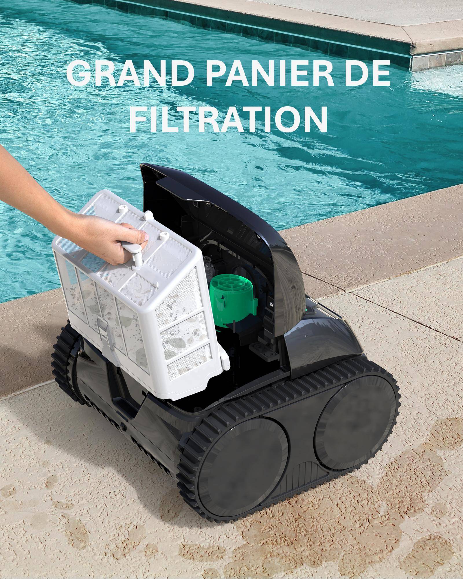 Robot piscine sans fil - WYBOT Osprey 800 - Nettoyeur piscine automatique - Autonomie 150 min - Filtration fine 180 microns - Image 5