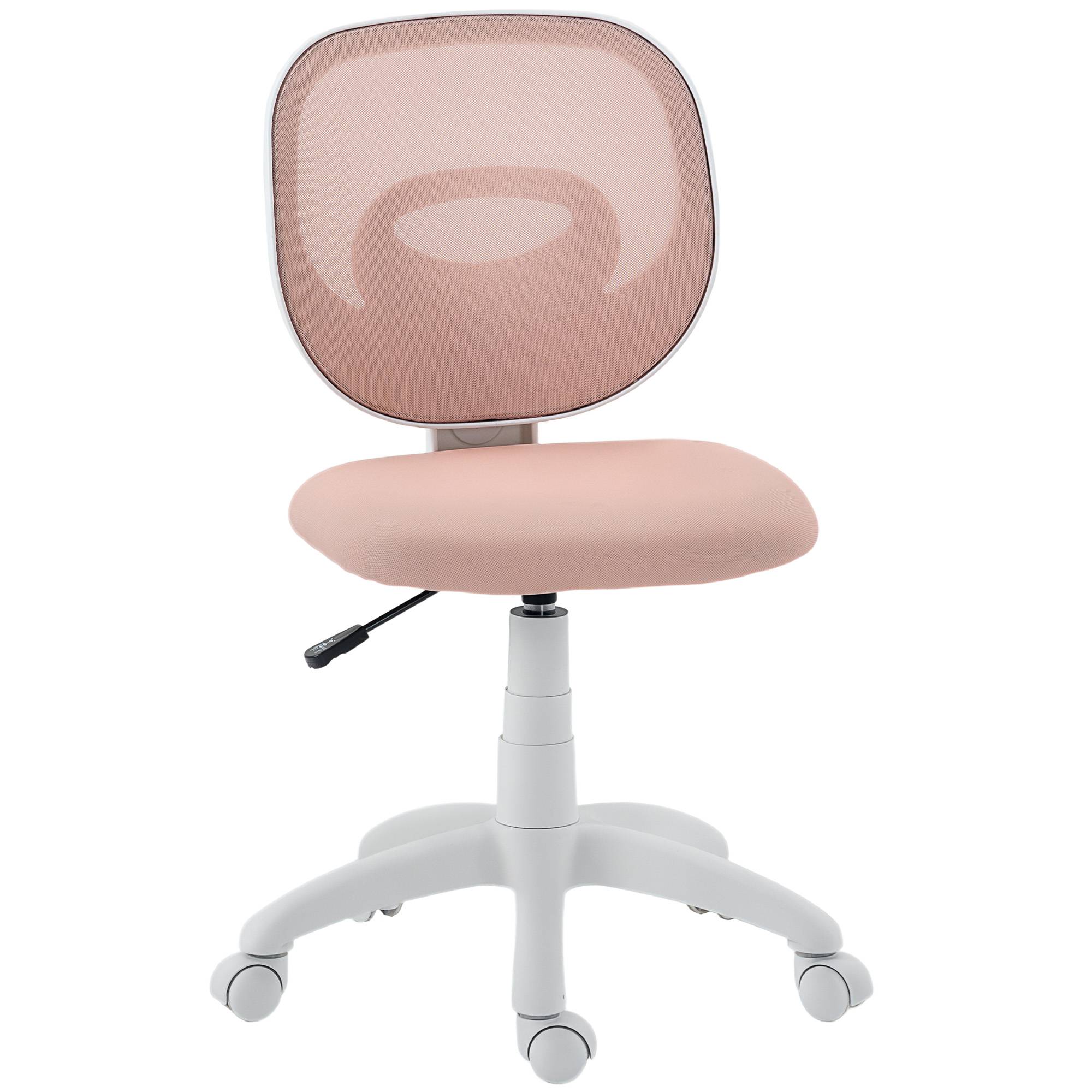 Sans Marque - Chaise de Bureau Ergonomique sans Accoudoirs, Fauteuil de Bureau en Maille, Hauteur Réglable, Rose