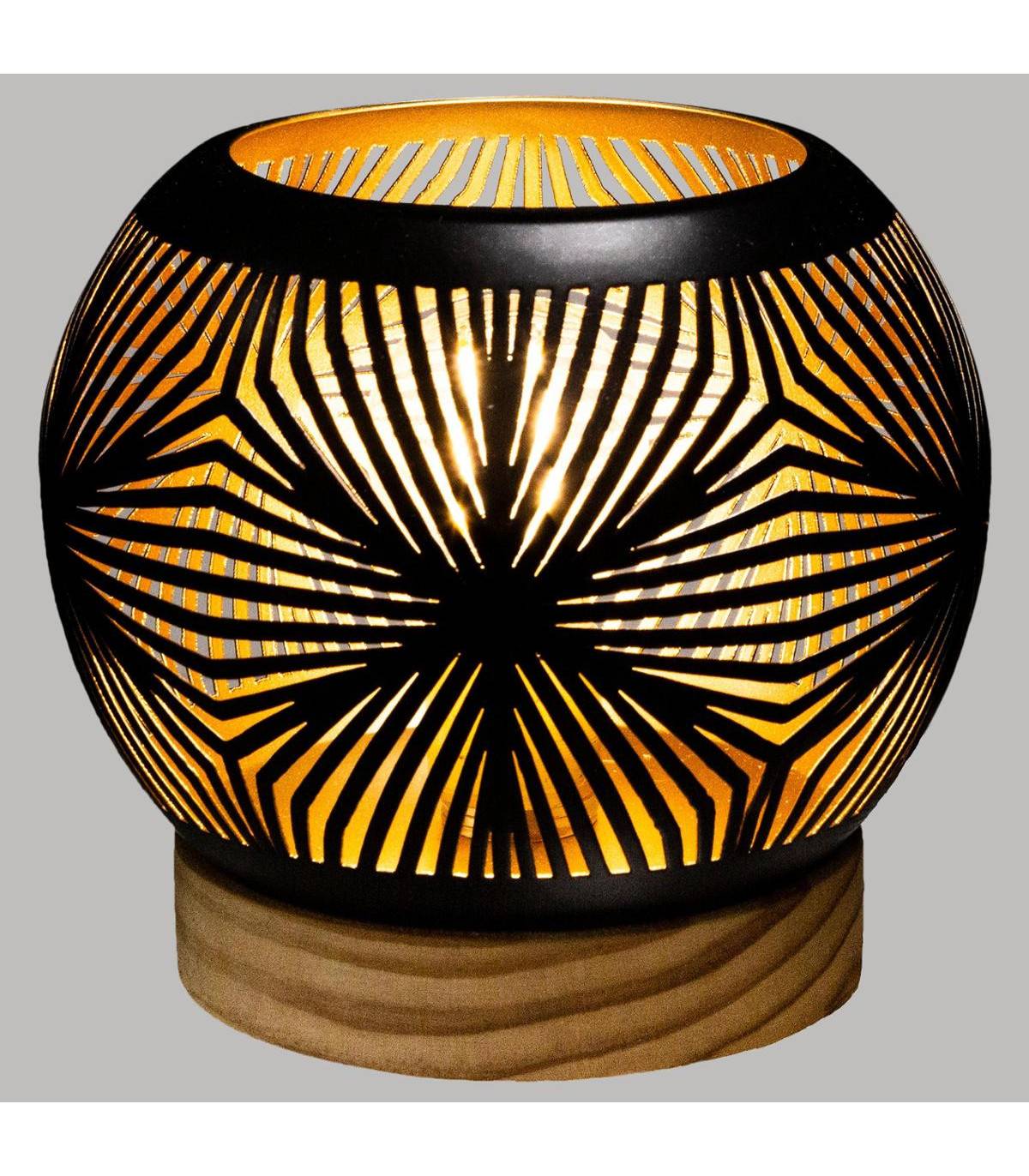 Photophore Boule LED en Bois et Métal - Imagen 2