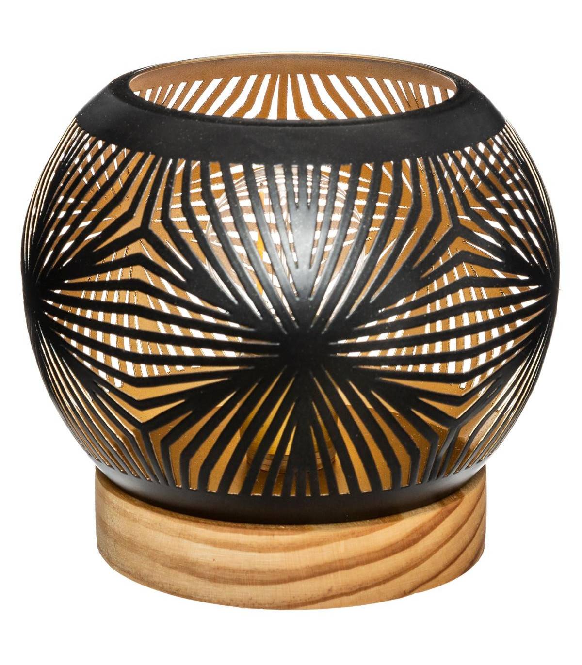 Photophore Boule LED en Bois et Métal - Imagen 1