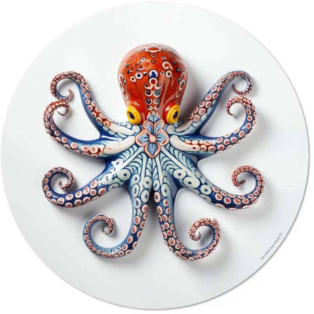Ensemble sets de table en vinyle 38 cm et dessous de verre Octopus Lot de 4 sets de table et de 6 dessous de verre motifs assortis - Imagen 3