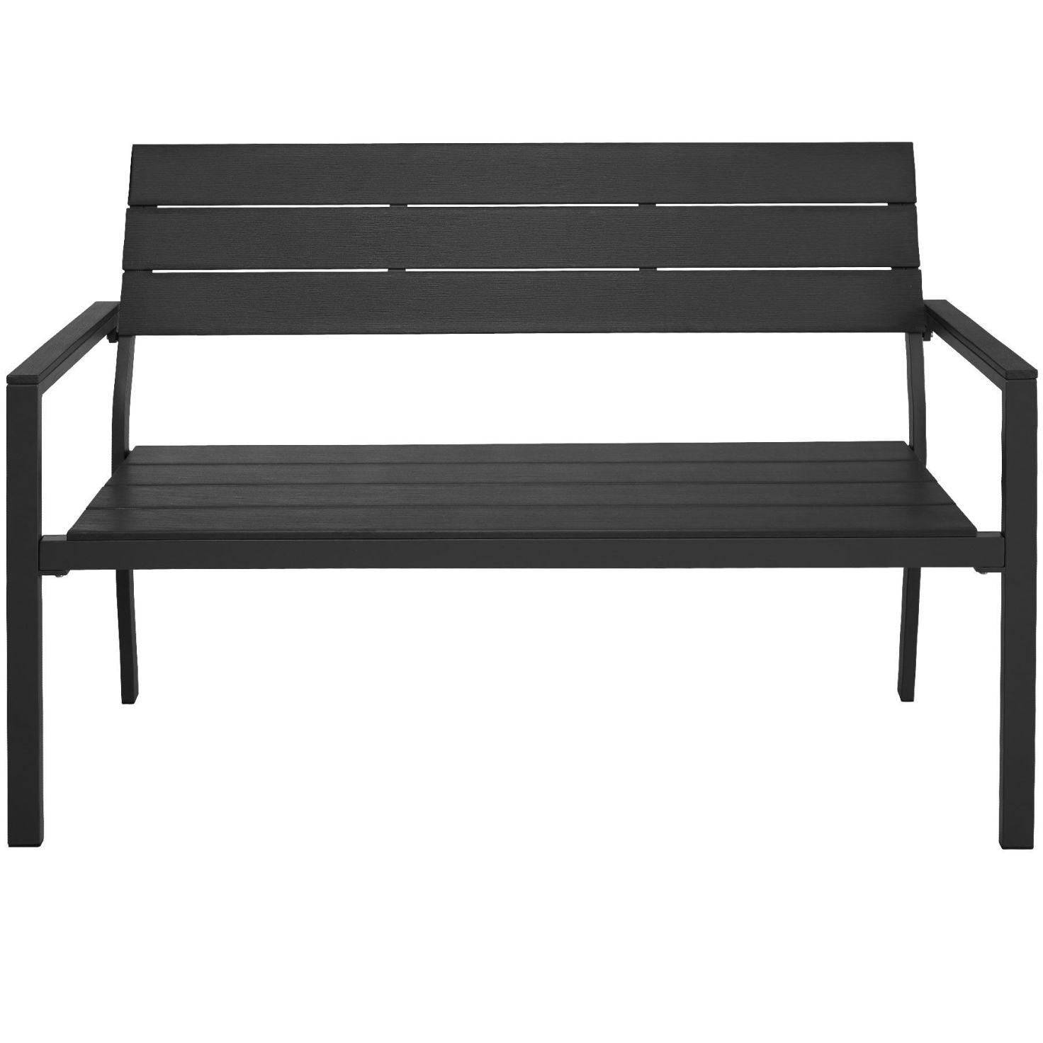 Helloshop26 - Banc de jardin pour 2 personnes utilisation en extérieur aluminium 129 cm gris - Imagen 2