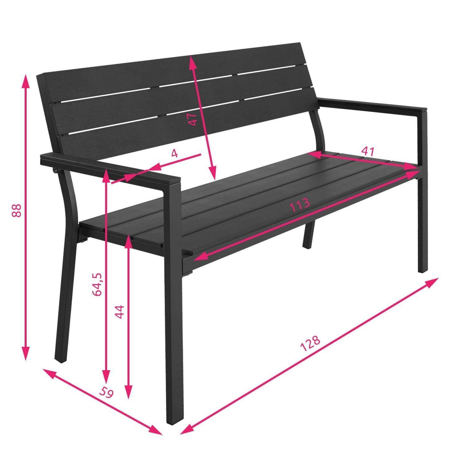 Helloshop26 - Banc de jardin pour 2 personnes utilisation en extérieur aluminium 129 cm gris - Imagen 5