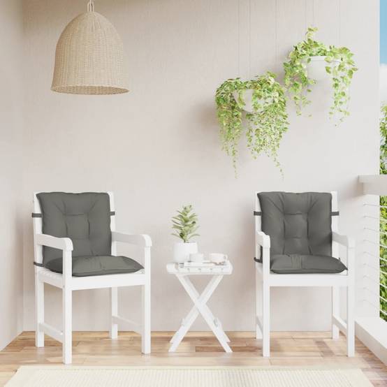 Lot de 2 coussins de chaise à dossier bas polyester gris foncé 100 x 50 x 7 cm - PANGIVO - Image 3
