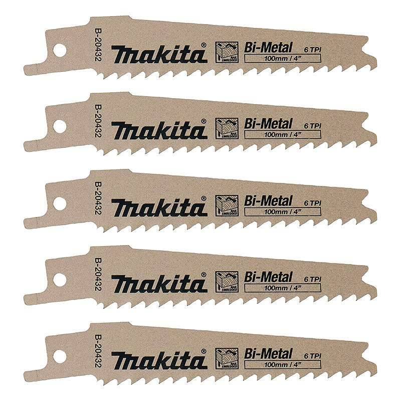 Makita - Lot de 5 Lames Bi-Métal MAKITA B-20432 pour bois avec clous (10 à 50 mm) Makita