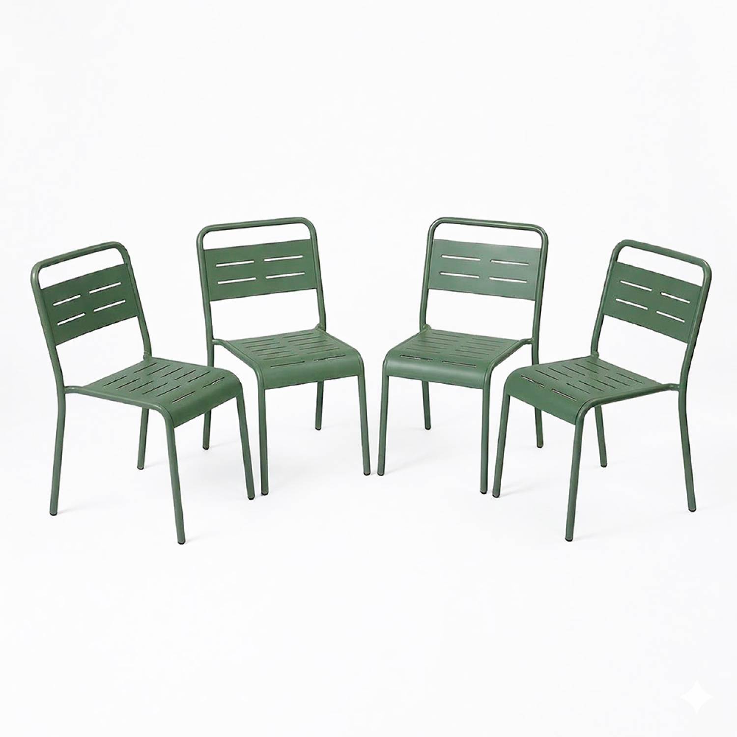 Ensemble de 4 chaises de jardin empilables vertes BERGAME - Image 1