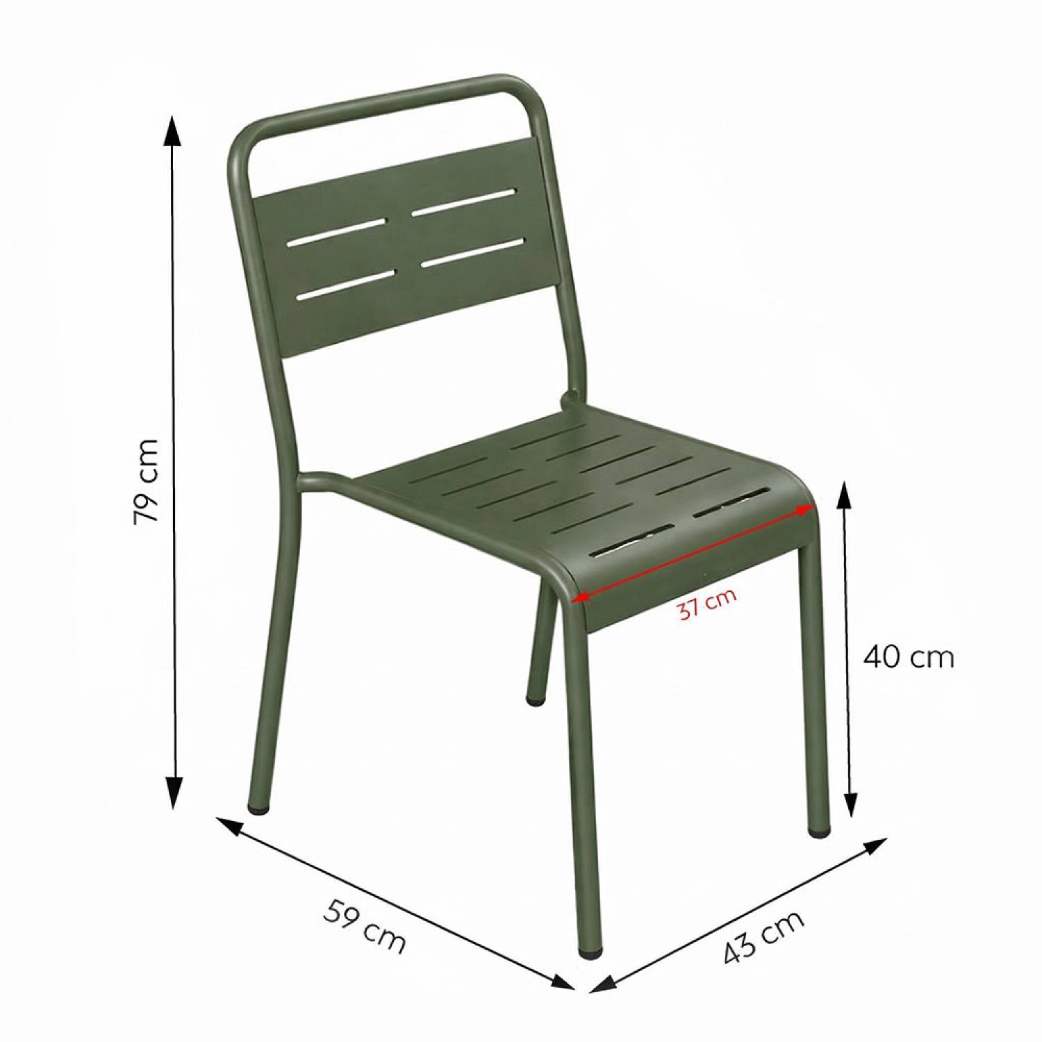 Ensemble de 4 chaises de jardin empilables vertes BERGAME - Image 3