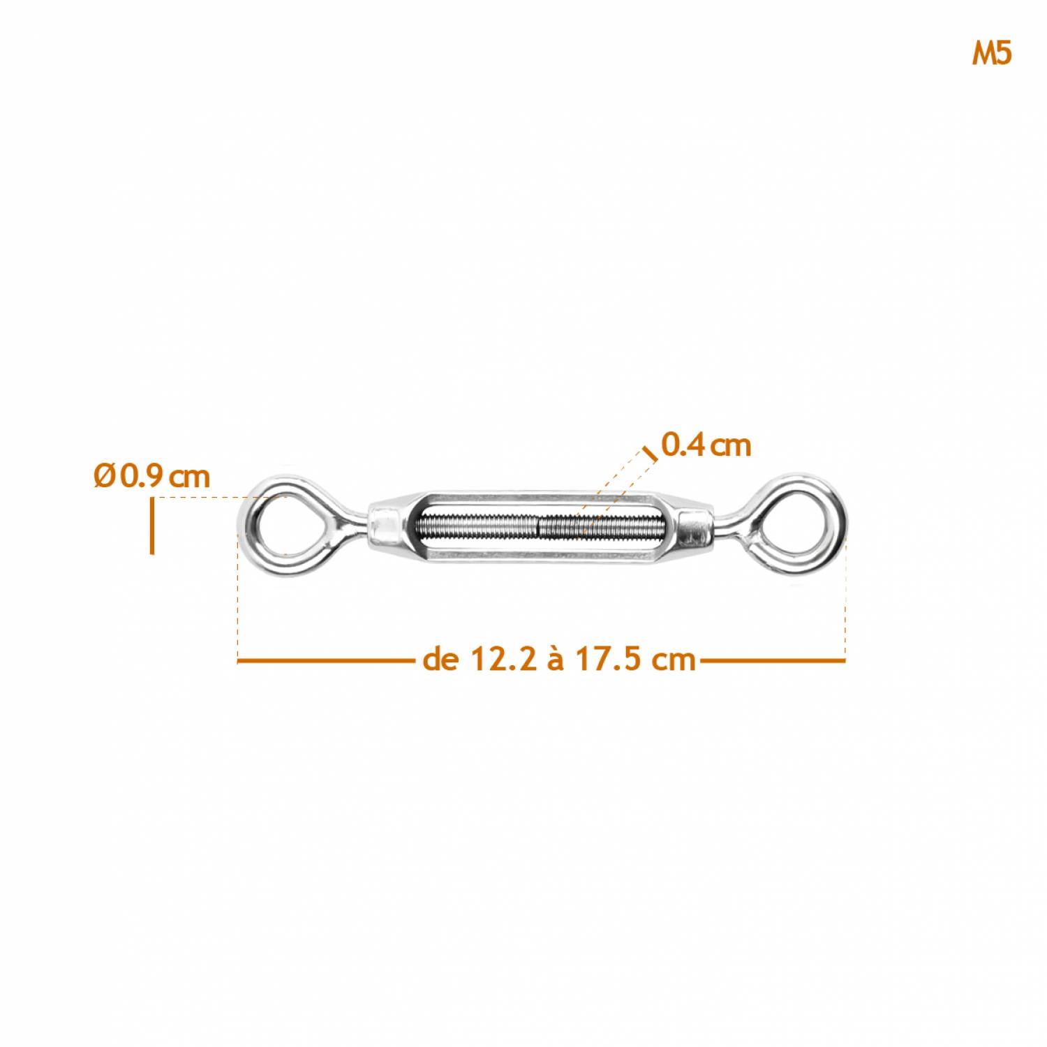 Linxor - Lot de 5 tendeurs de fil réglables en acier inoxydable - Double oeillets - M5 - Linxor - Imagen 2