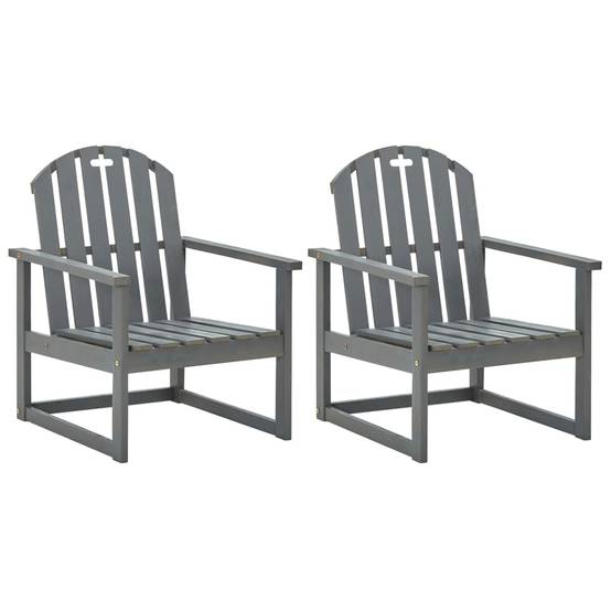 Fauteuils Bas de Jardin en Bois d'Acacia Massif avec Finition Grise Lavée Gris Lot de 2 – ComfortXL Outdoor Living - Image 1