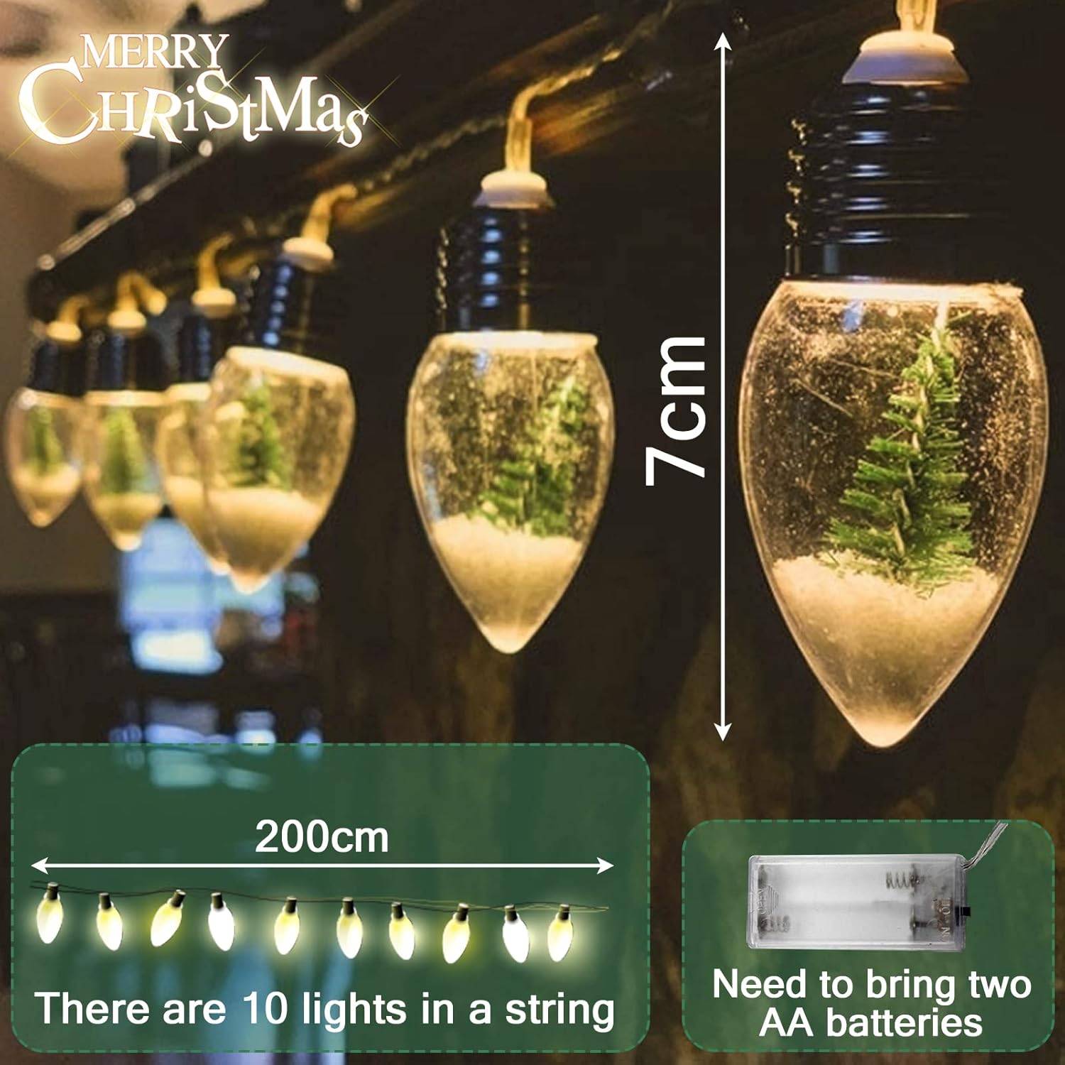 Guirlande Lumineuse,Noel Led Guirlandes Lumineuses,2m 10 LED d'extérieur Boule de Cristal Guirlande Lumineuse de fée Lumières Étanche - Image 2