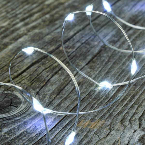 Lotti - Guirlande lumineuse à piles 16m 160 MicroLED blanc froid 8 modes IP44 minuteur mémoire fil métal argenté Lotti - Imagen 5