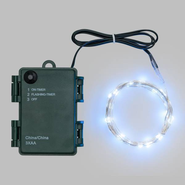 Lotti - Guirlande lumineuse à piles 16m 160 MicroLED blanc froid 8 modes IP44 minuteur mémoire fil métal argenté Lotti - Imagen 3