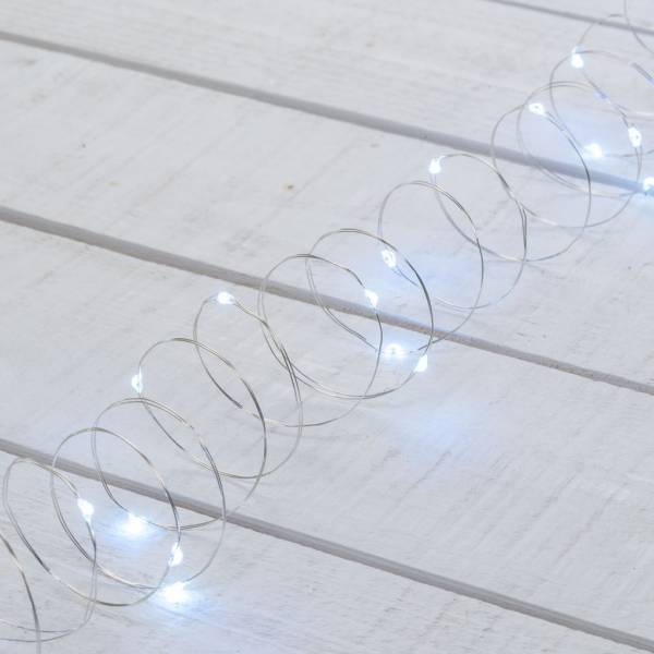 Lotti - Guirlande lumineuse à piles 16m 160 MicroLED blanc froid 8 modes IP44 minuteur mémoire fil métal argenté Lotti - Imagen 1