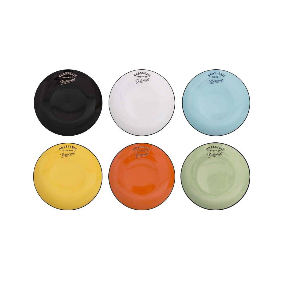 Antic Line Creations - Assiettes colorées Brasserie bistrot (Lot de 6) Assiettes plates - 21,5 cm Antic Line Créations - Imagen 1