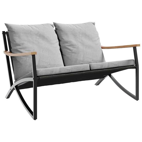 PANGIVO - Banc de jardin 2 places avec coussins Acier et textilène Noir et anthracite- PANGIVO - Image 2