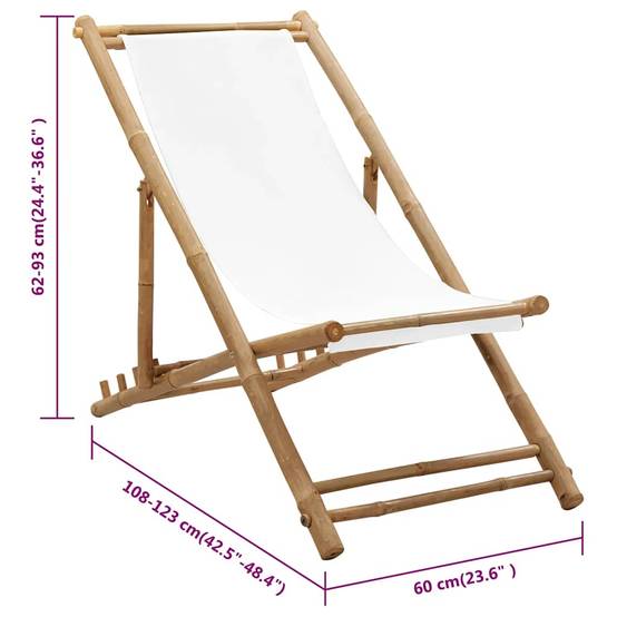 Vidaxl - Chaise de terrasse Bambou et toile vidaXL 41491 - Imagen 9