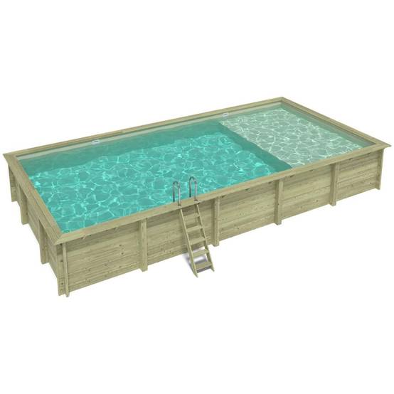 Altanka - Piscine hors sol en bois AQUA 10.2 x 5.2 - H.1.45 m avec plage, sable, fixations à visser - BAS7310OSPL3+PLA310 - ALTANKA - Image 2