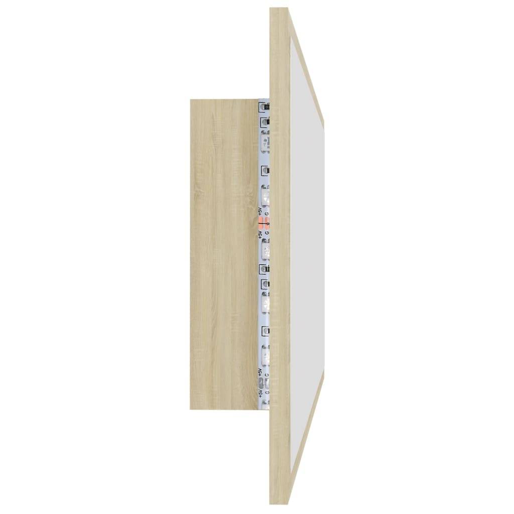 Helloshop26 - Miroir led de salle de bain 100 x 8,5 x 37cm acrylique chêne sonoma - Imagen 3