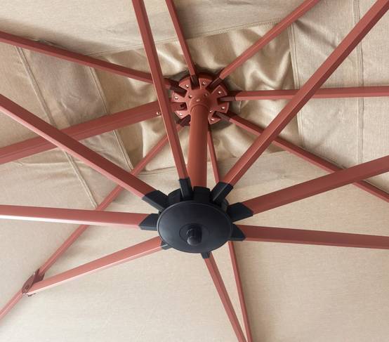 Ozalide - Parasol déporté 3.5x2.6m terracotta et lin DIAMANT - Image 4