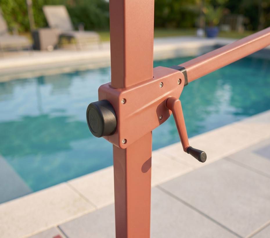 Ozalide - Parasol déporté 3.5x2.6m  terracotta et lin  DIAMANT - Image 3