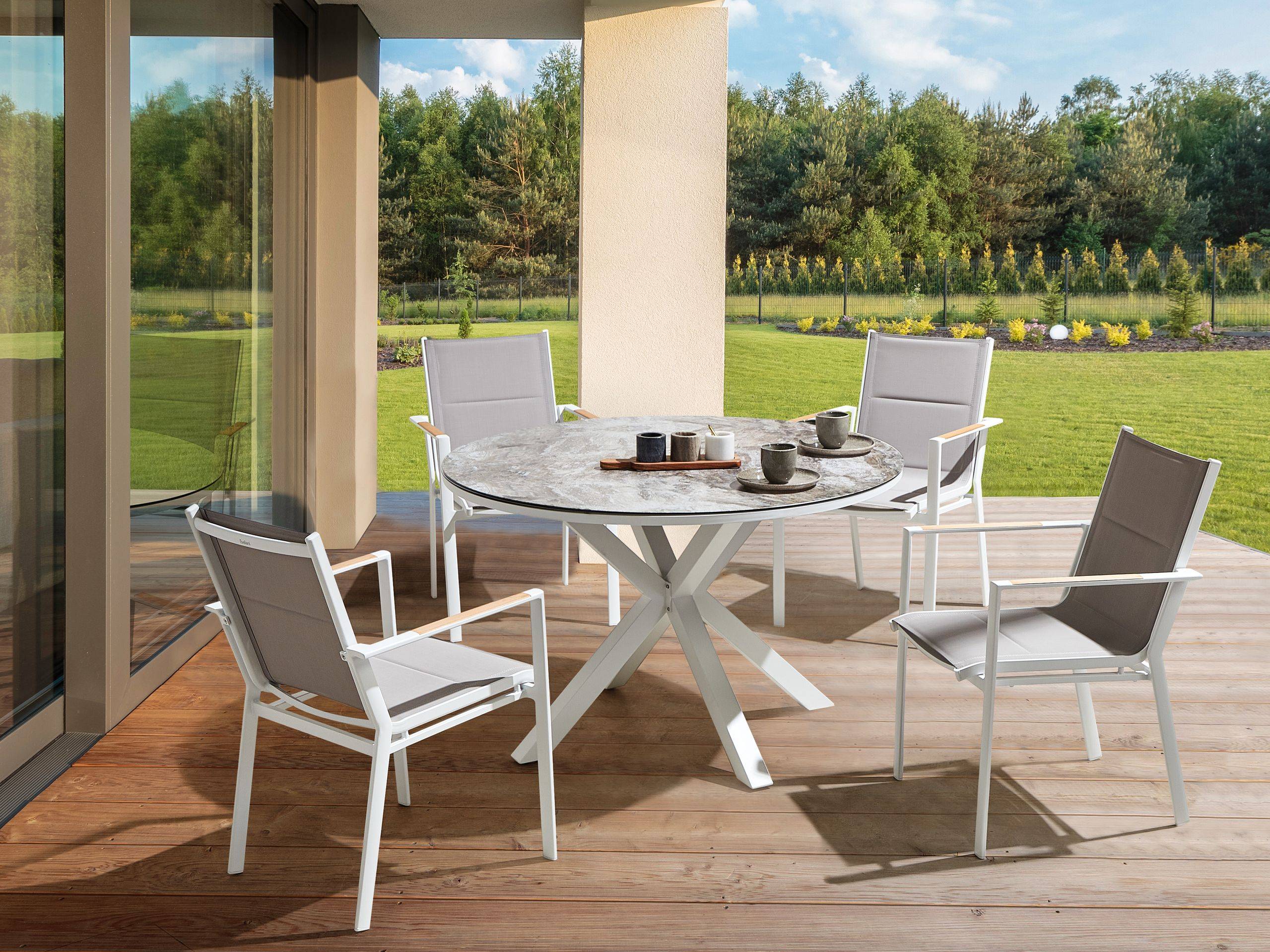 Beliani - Set de salle à manger, 4 Personnes Aluminium Gris MALETTO/BUSSETO - Beliani - Imagen 1