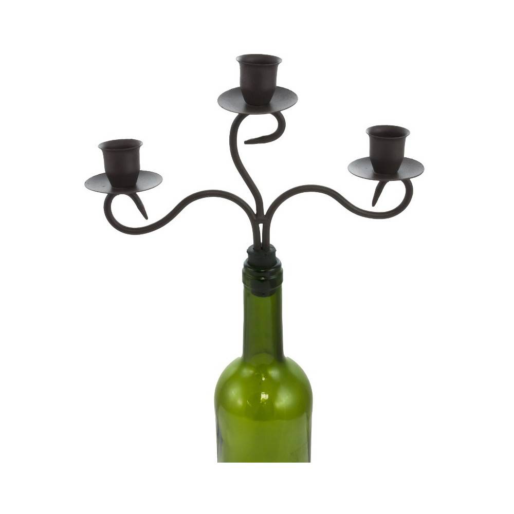 Bougeoir bouteille 3 supports en métal marron 23 x 16.5 cm Chemin de campagne - Imagen 1