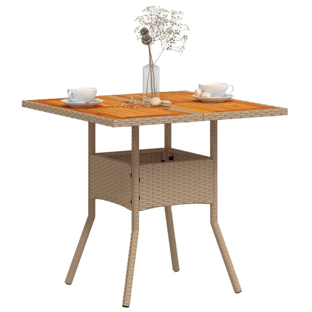 ComfortXL - Table Carrée de Repas 80cm pour Terrasse, Polyrotin Beige et Plateau en Bois d'Acacia Massif – ComfortXL Outdoor Living - Image 4