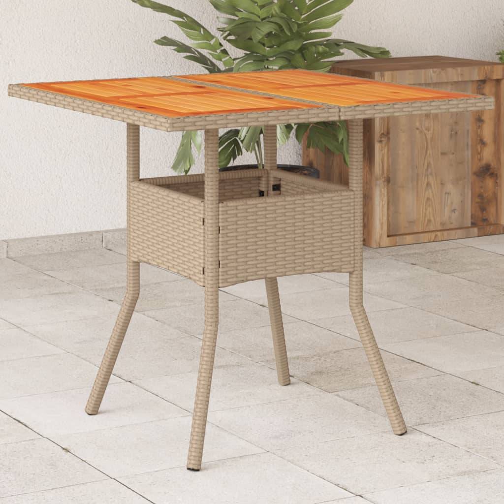ComfortXL - Table Carrée de Repas 80cm pour Terrasse, Polyrotin Beige et Plateau en Bois d'Acacia Massif – ComfortXL Outdoor Living - Image 1