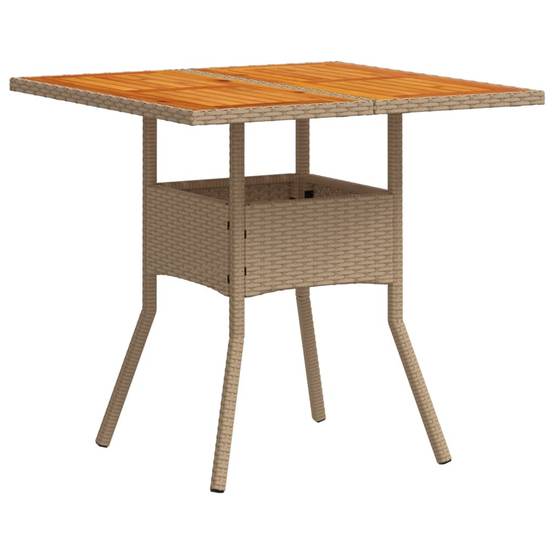 ComfortXL - Table Carrée de Repas 80cm pour Terrasse, Polyrotin Beige et Plateau en Bois d'Acacia Massif – ComfortXL Outdoor Living - Image 2